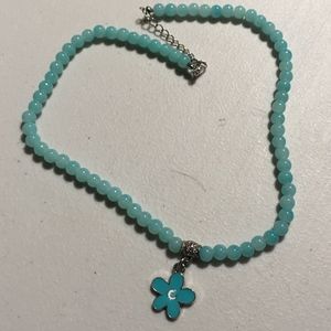 Natural Gemstone Teal Necklace with flower Pendant
